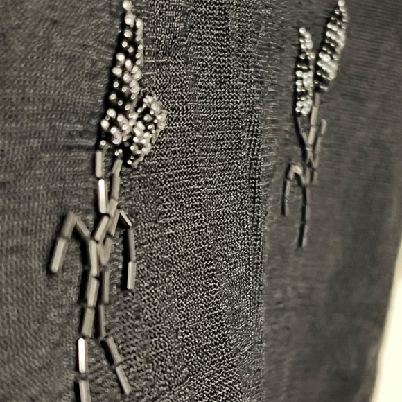 Debbie Shuchat Montreal Designer Hand Beaded Vintage Black Top 3/4 Length Sleeve - Picture 7 of 9